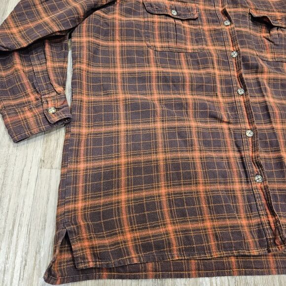 Vtg Venezia Plaid Flannel Shirt Womens 14/16 XL Brown Orange Swiftie Evermore - Picture 3 of 8